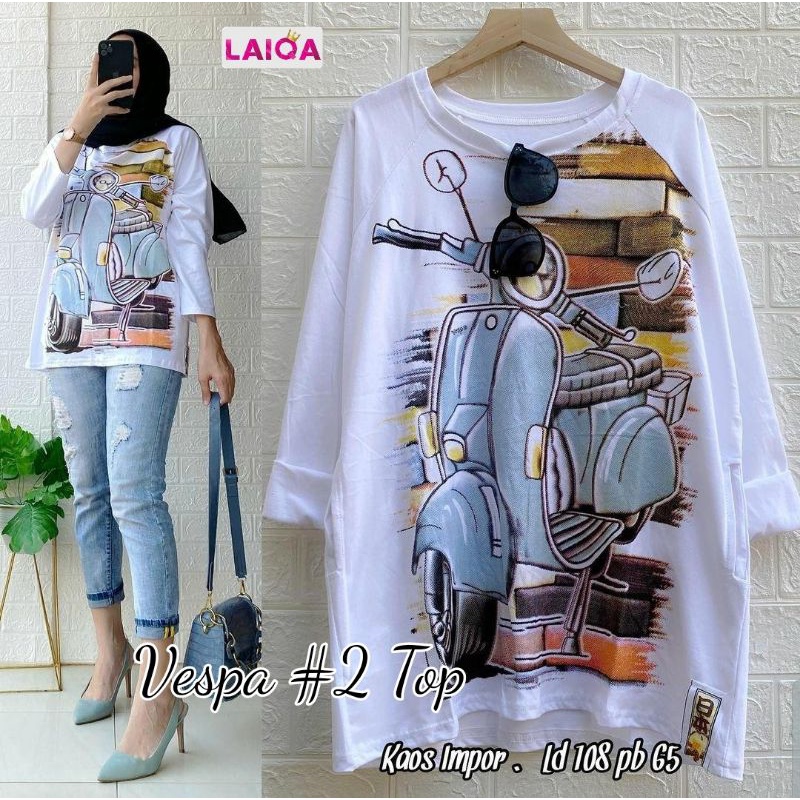 Blouse Wanita Motif Vespa Kekinian Terbaru VESPA #2 TOP BLOUSE By Laiqa Baju Atasan Wanita Kemeja Bl