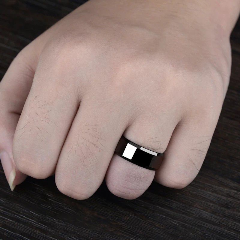 CINCIN titanium pria cincin full black cincin anti karat tidak luntur