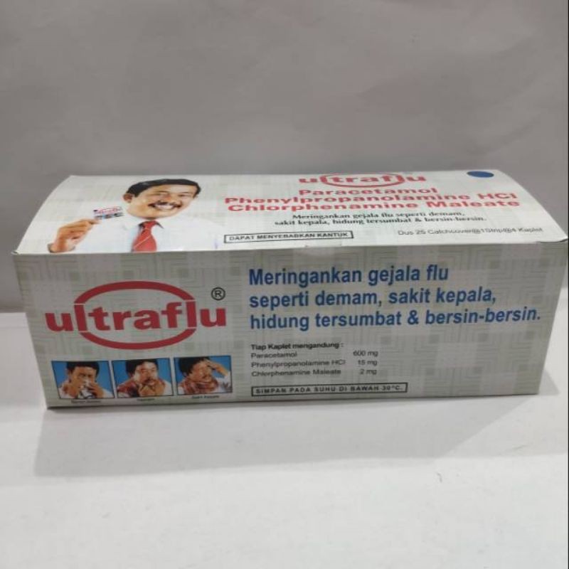 Ultraflu putih atau hijau tablet 1box isi 25 strip, 1strip isi 4tablet