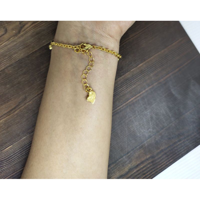 Fifi Fashion Gelang Tangan gantung Lucu Kombinasi Bell Bunyi Lapis Emas Perhiasan Imitasi Gold 18K