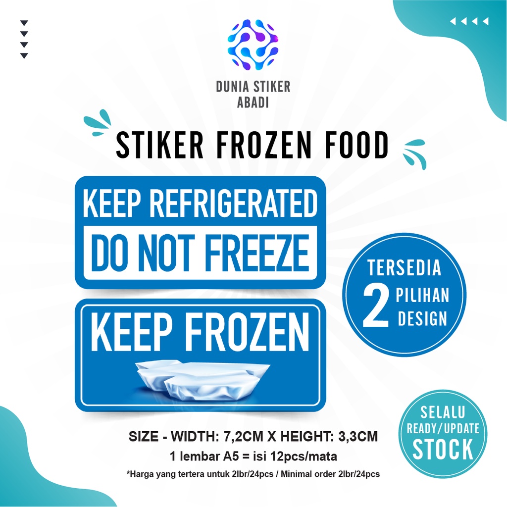 

Stiker Keep Refrigerated & Keep Frozen - Per/24 mata (7,2x3,3cm)