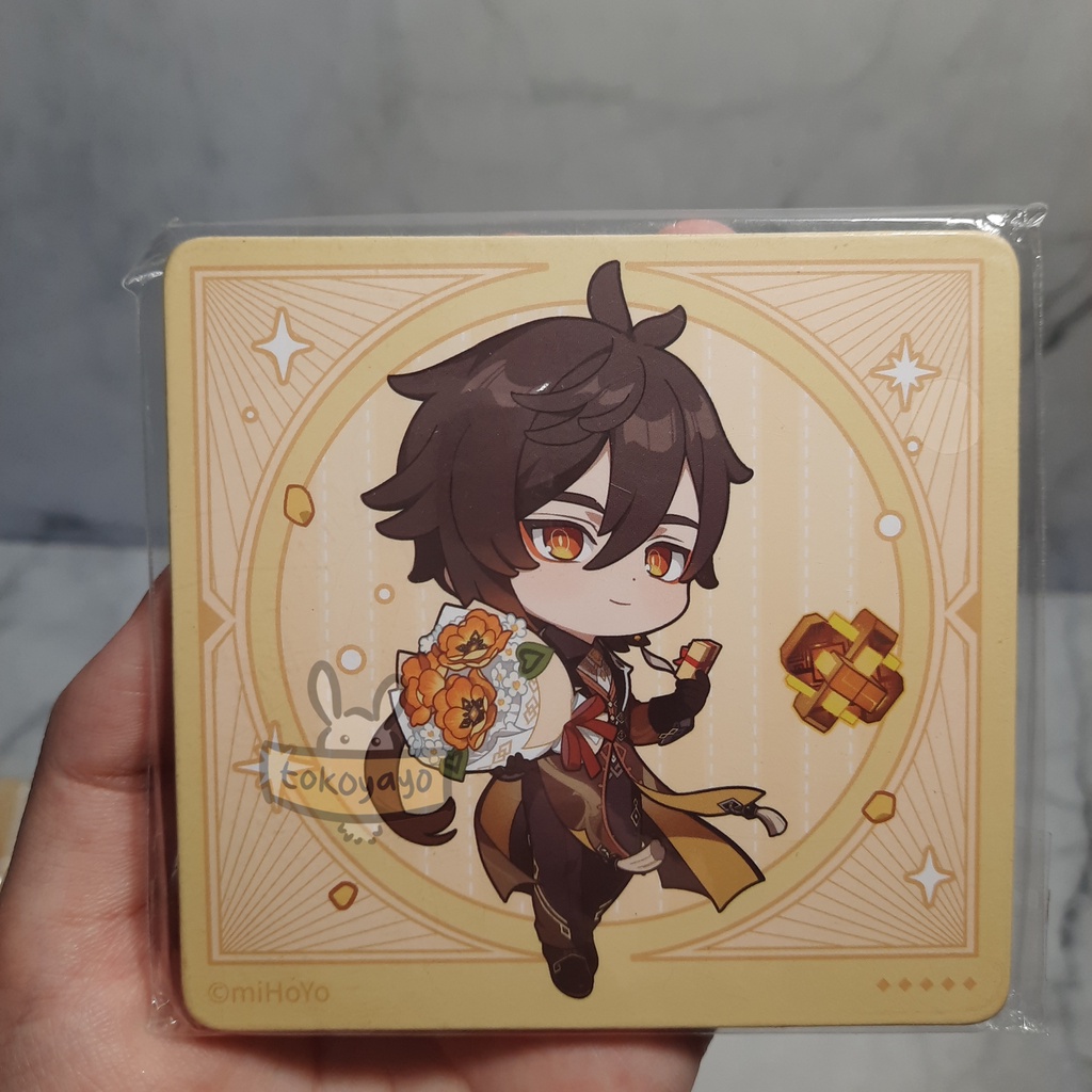 Official Genshin Impact Valentine 2021 Zhongli Acrylic Wooden Coaster
