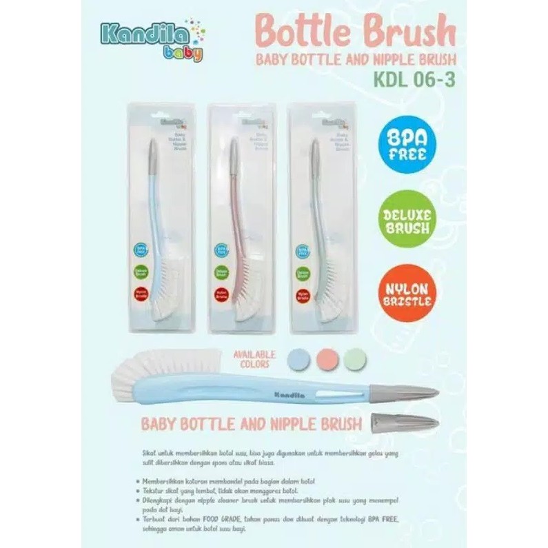 Kandila Baby Bottle and Nipple Brush KDL 06-3 - Sikat Botol Susu