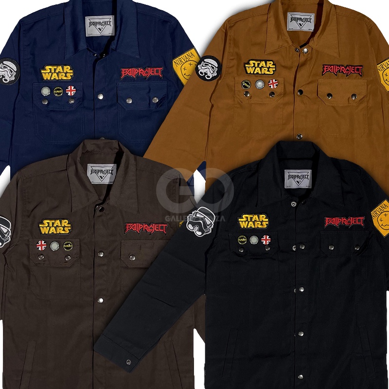 KAMEJA SEMI PARKA - KEMEJA BORDIR LENGAN PANJANG COWOK MURAH - KEMEJA BAND ORGINAL DISTRO BANDUNG - 