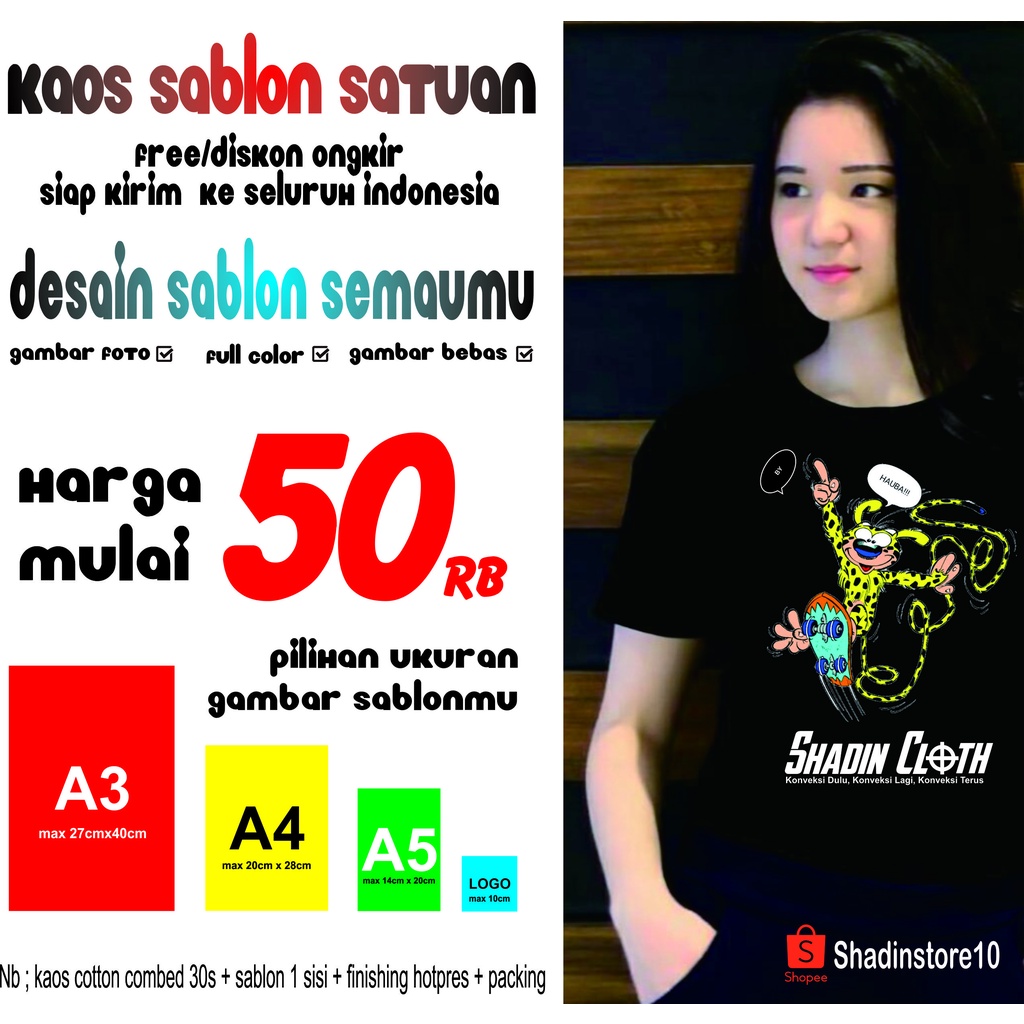 (CUSTOM) KAOS SABLON BISA PESAN SATUAN SABLON DTF MAX FULL COLOR