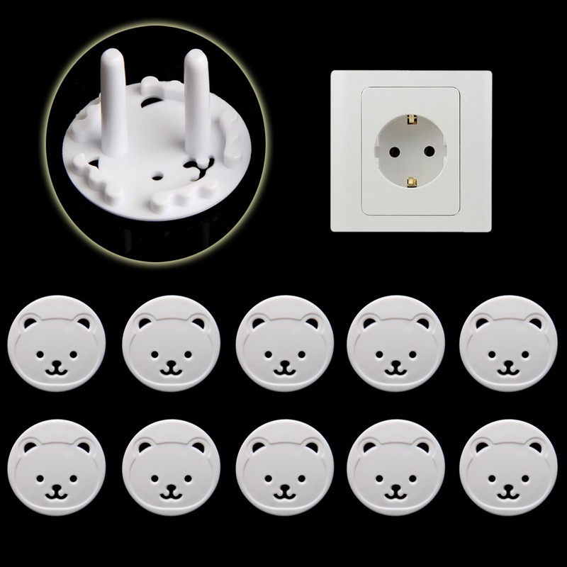 CRE  10X Power Kid Socket Cover Baby Child Protector Guard Mains Point Plug Bear New