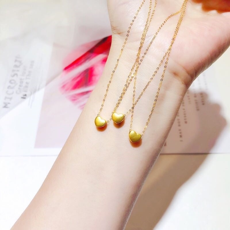 [Ready Stock]Fashion Love Heart-Shaped Gold-Plated Pendant Simple Necklace