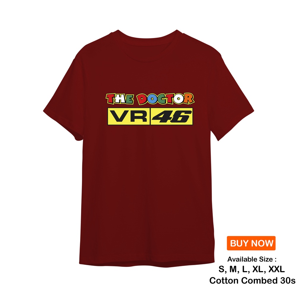 Kaos Baju Valentino Rosi VR46 The Doctor Cotton Combed 30s  S, M, L, XL, XXL Terlaris