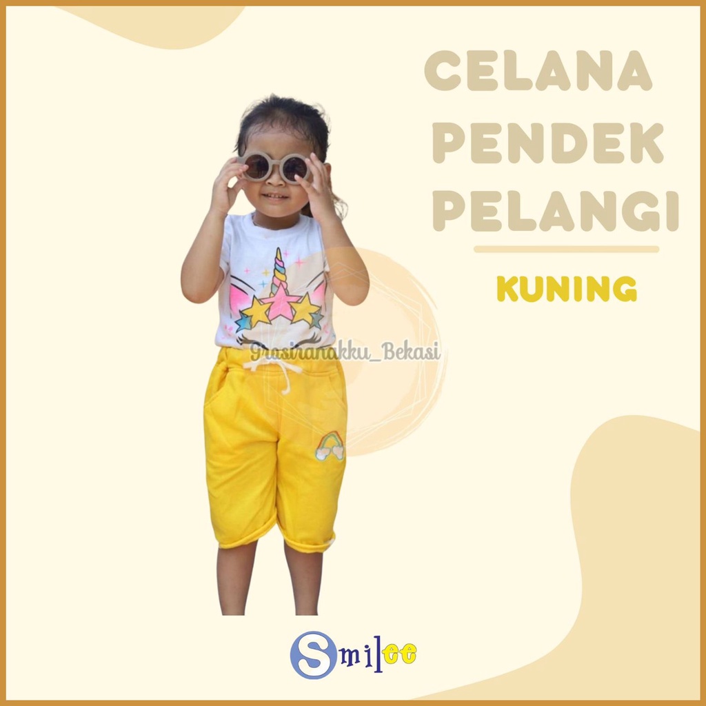 Celana Pendek Anak Pelangi Warna Kuning Size 3-5tahun