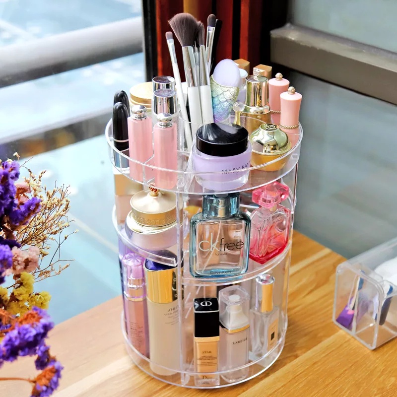 Rak kosmetik putar Acrylic/Rak Organizer Acrylic 360 derajat