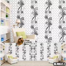 Wallpaper Dinding Stiker Motif Bunga Hitam Silver Ukuran 45 cm x 10 m