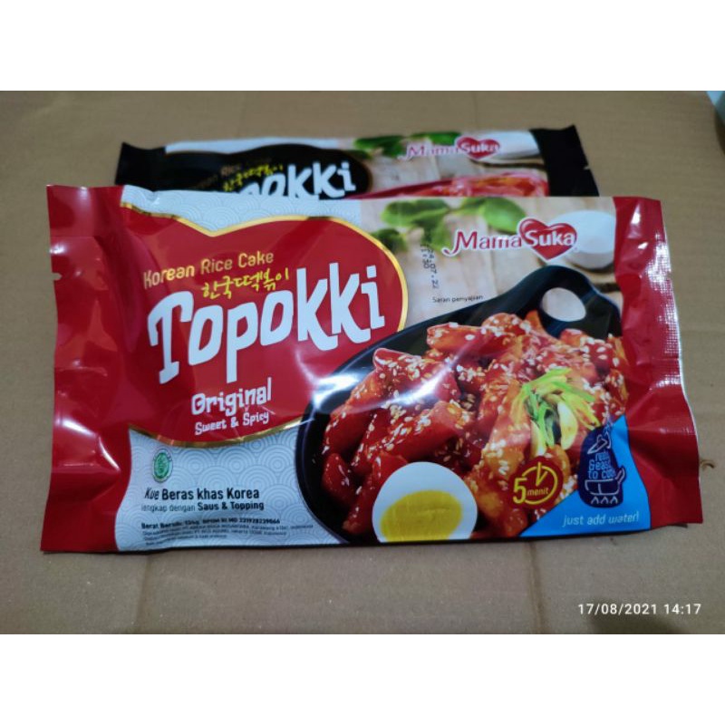 mamasuka topokki Instant original sweet & Spicy 134gr Halal Korean Ttteokboki Kue beras