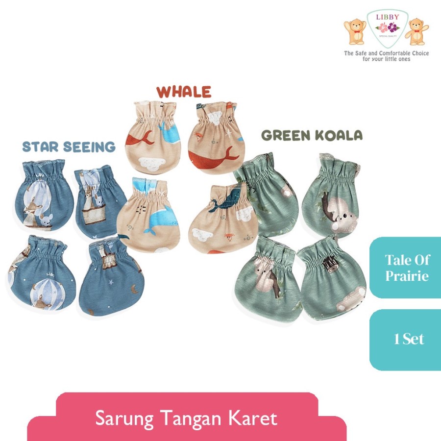 Libby SARUNG TANGAN KAKI Bayi Polos &amp; Motif / Mitten &amp; Booties / STK (1 Pasang/Pack)