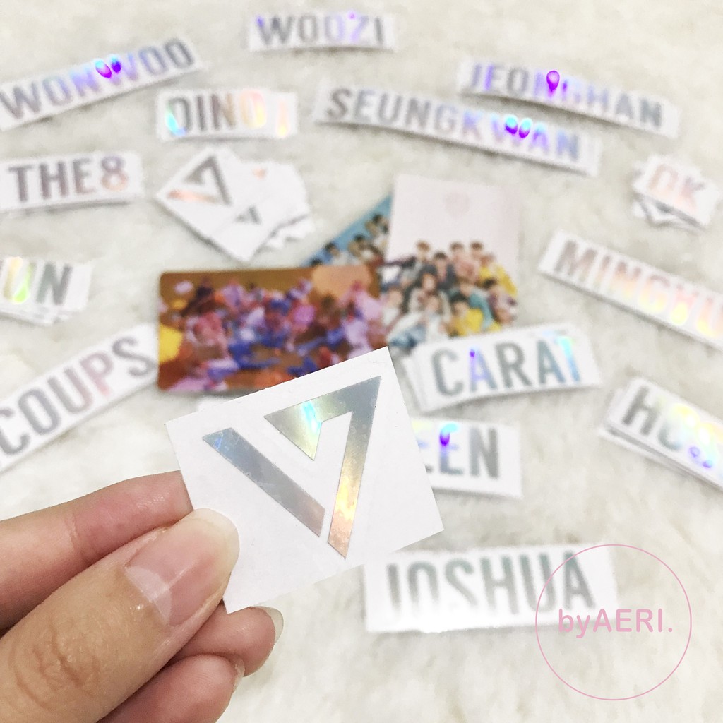 SEVENTEEN HOLOGRAM STICKER (LOGO, NAME, DLL) KPOP HOLOGRAM CUTTING STICKER