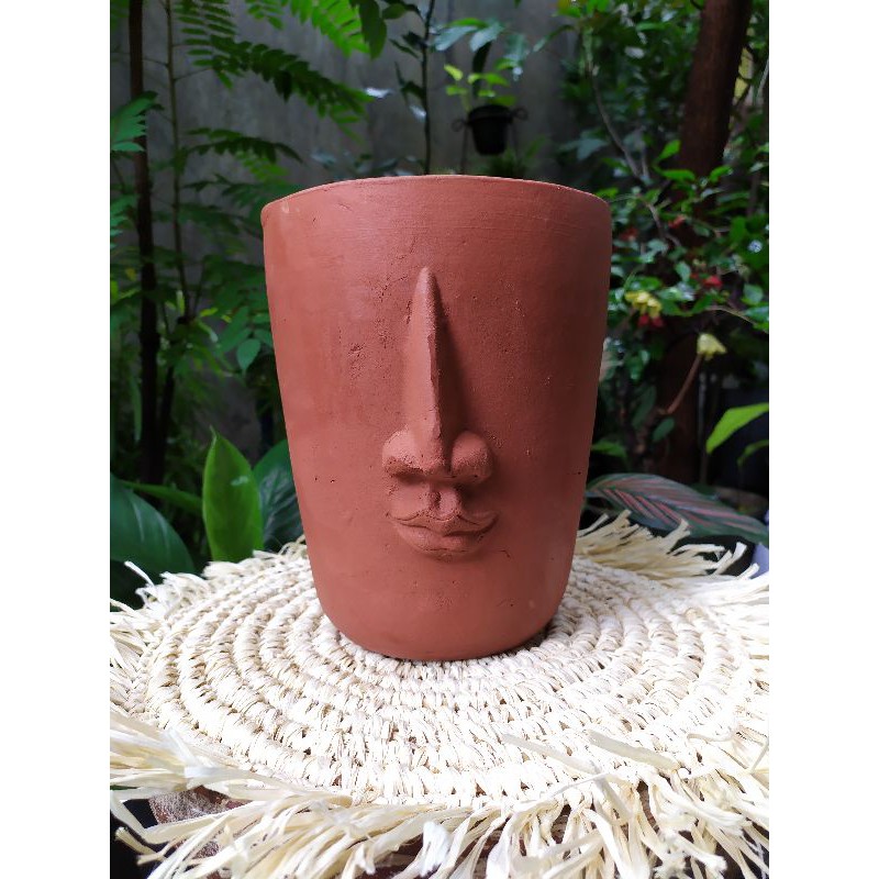 Pot Terracotta Tanah Liat Gerabah | POT WAJAH D13