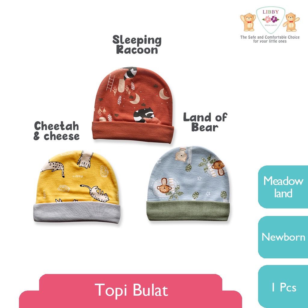 Libby Topi Bulat / Rocco Series / The Terrase Story / Libby Topi Bayi Hello Sunshine- libby motif /Topi bayi murah Tree House