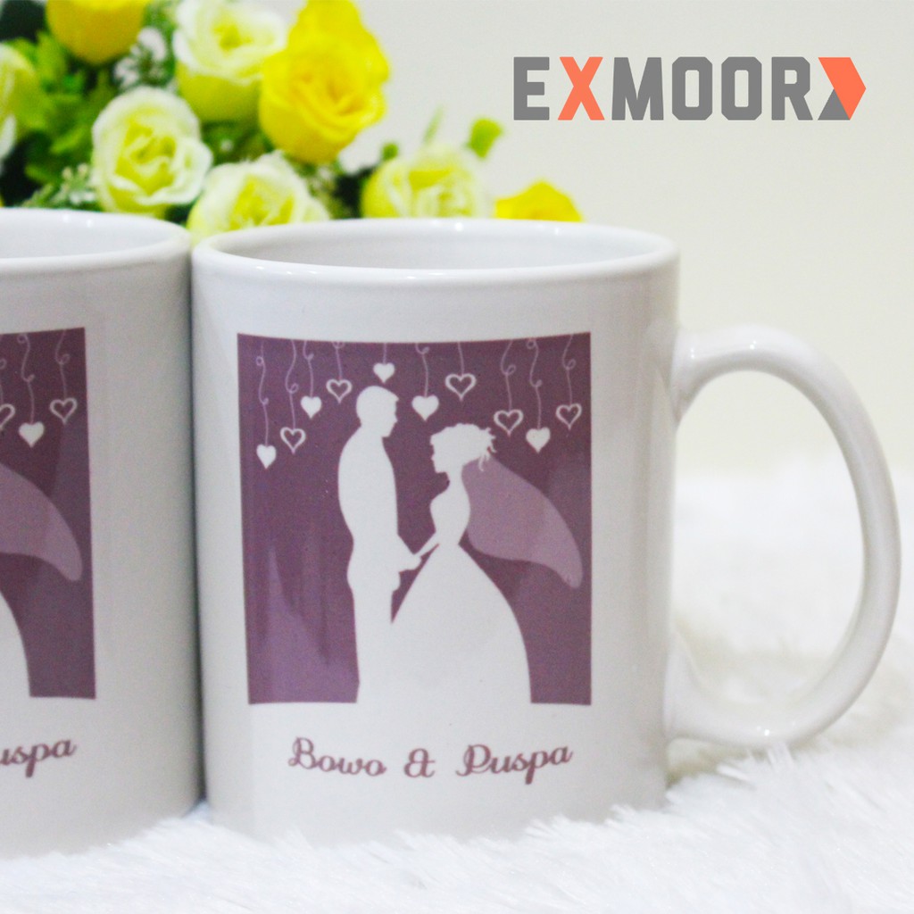 Kado Pernikahan Mug Couple Siluet Pengantin