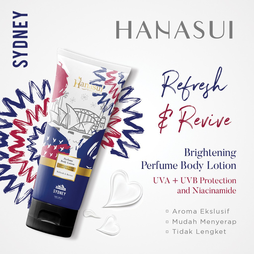 HANASUI Perfume Body Lotion 180mL UVA UVB Protection Sydney Tokyo Paris parfum losyen (VICTORIA)