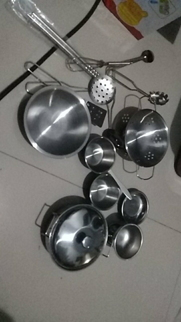 16 Pcs Set Mainan Simulasi Peralatan Memasak Dapur Bahan Stainless Steel Import Untuk Masak Anak