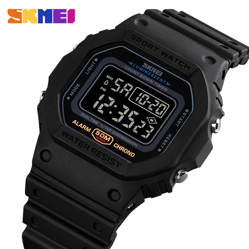 Jam Tangan Pria SKMEI Digital 1628 BLACK Water Resistant 50M