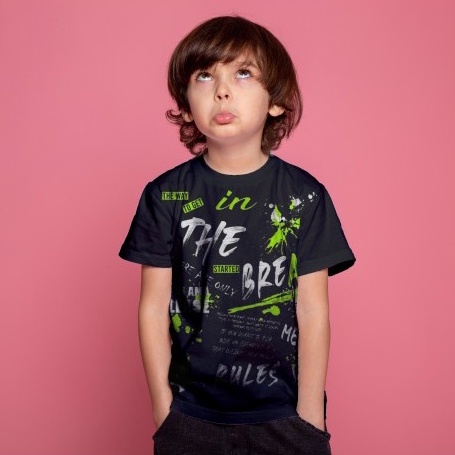 kaos anak BLACK GREEN stuff kids Kaos Anak Distro Umur 3-12 Tahun Cotton 24s