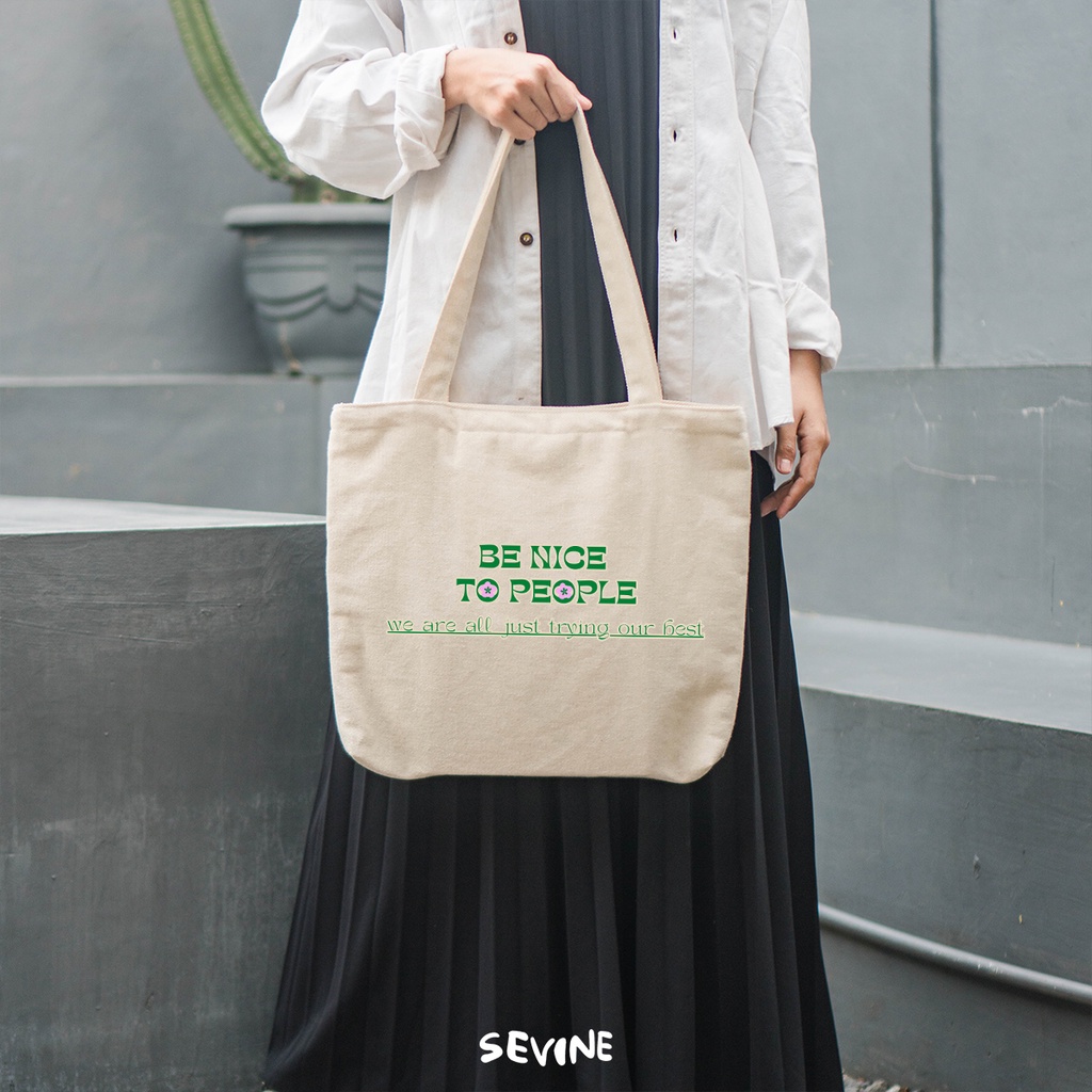 Sevine Tote Bag Kanvas Emily Resleting Kantong Tas Wanita Kuliah Sekolah Fashion Laptop Totebag Kerja Quotes Vintage Aesthetic - VB