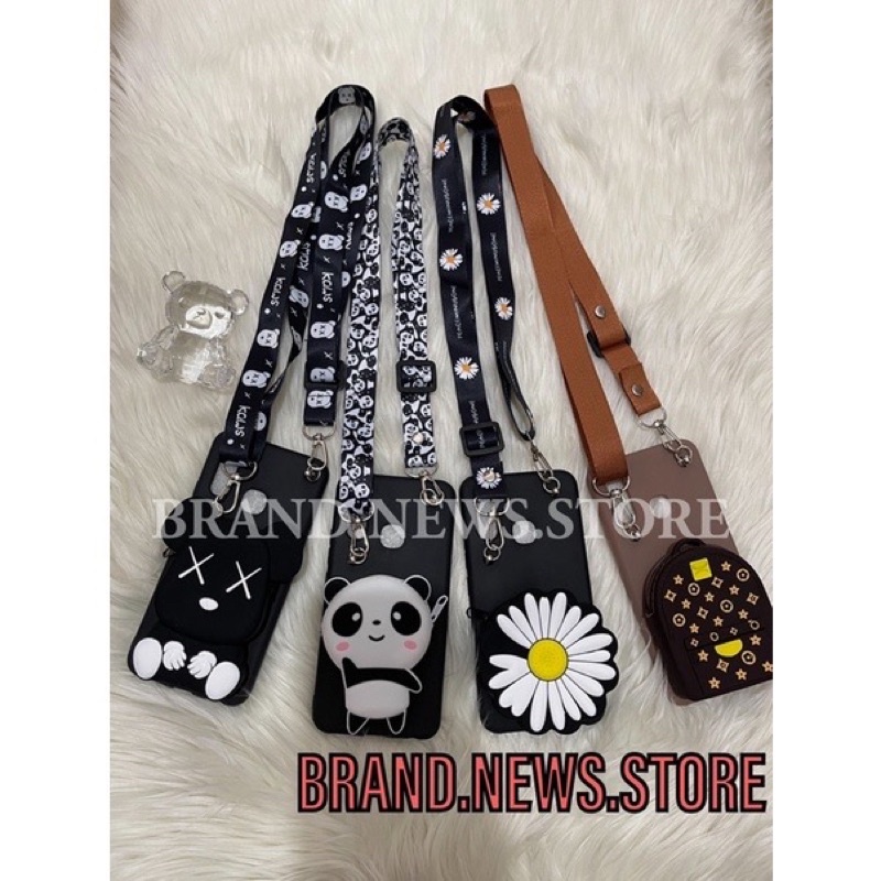 OPPO A74 5G/ A16K/ A16E/ A55 4G/ A55 5G/ A57 2022/ A77S/ SOFT CASE TAS DOMPET COIN + GANTUNGAN TALI HP SELEMPANG/SILIKON BONEKA/KARTUN PANDA/BUNGA PEACE/DAISY/ CASING BAG