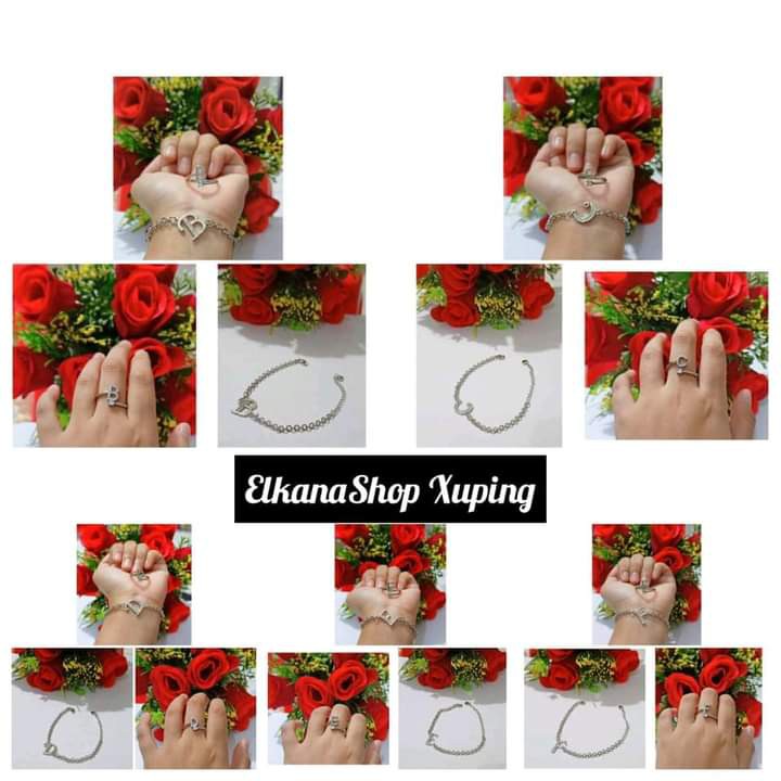 Gelang dewasa Ininsial Nama A-Z  free cincin .xuping silver