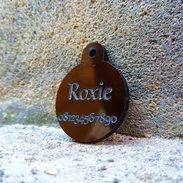 PAWTASTIC DOG TAG & CAT TAG GOOSE SHAPE BLACK / NAME TAG ANJING KUCING BENTUK GOOSE BULAT HITAM