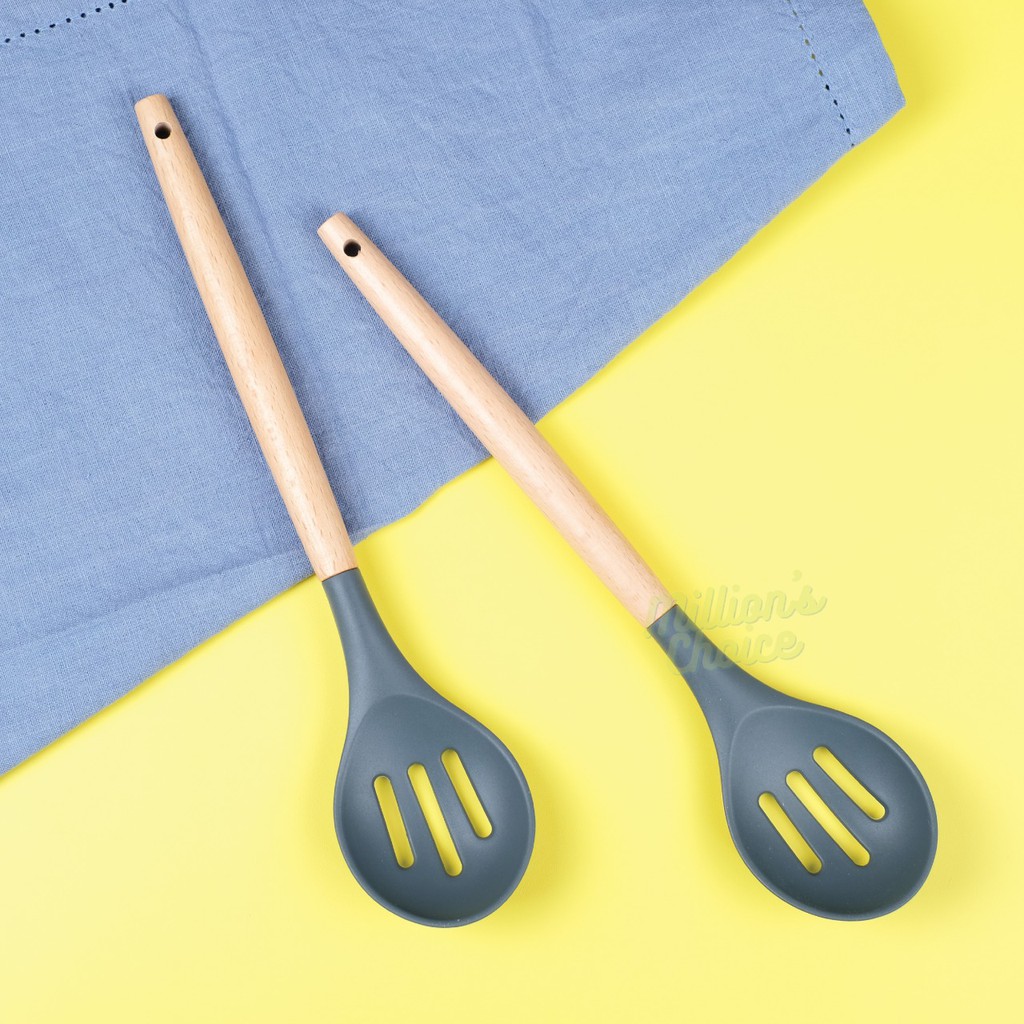 Slotted Spoon Silicone / Sendok Besar Bolong silikon / sendok silikon abu