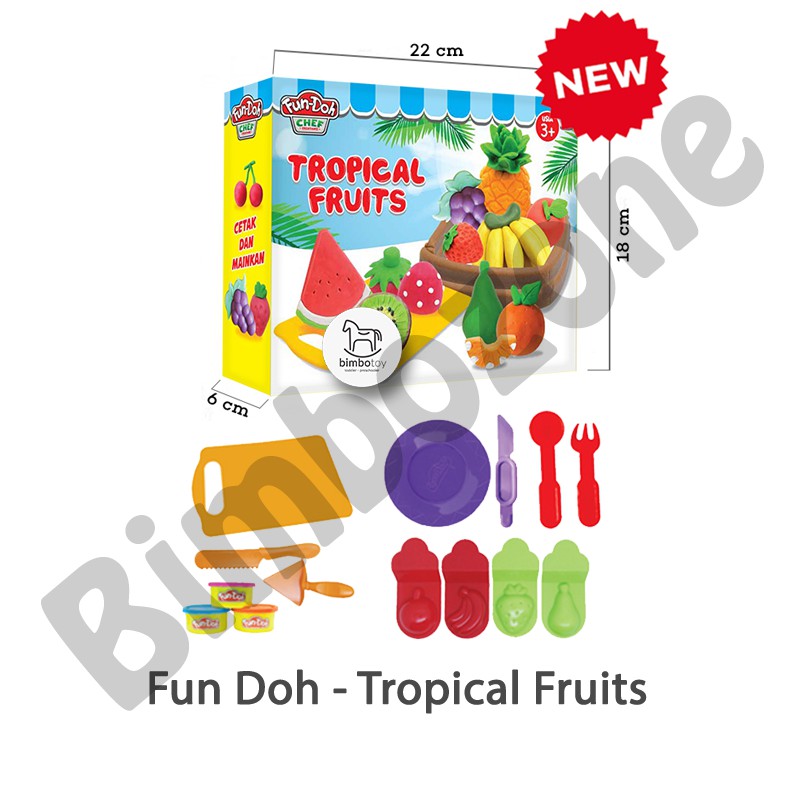 Bimbozone - Mainan Anak Perempuan Mainan lilin Playdoh murah - FUN DOH TROPICAL FRUITS