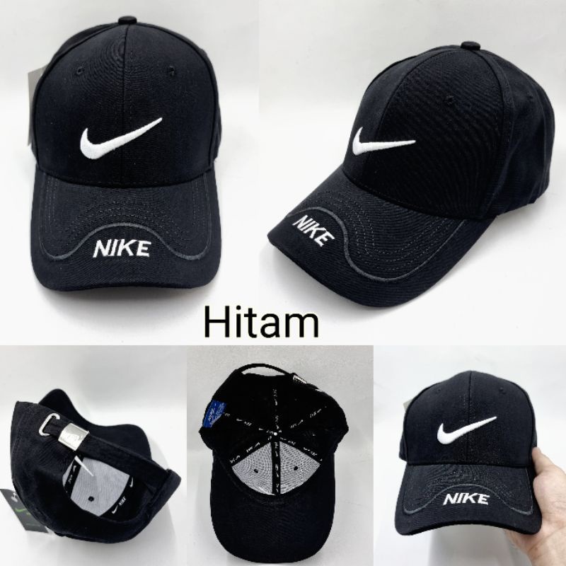 [Bisa COD] Topi cowok cewek baseball Nike MLB NY import Logo Bordir black