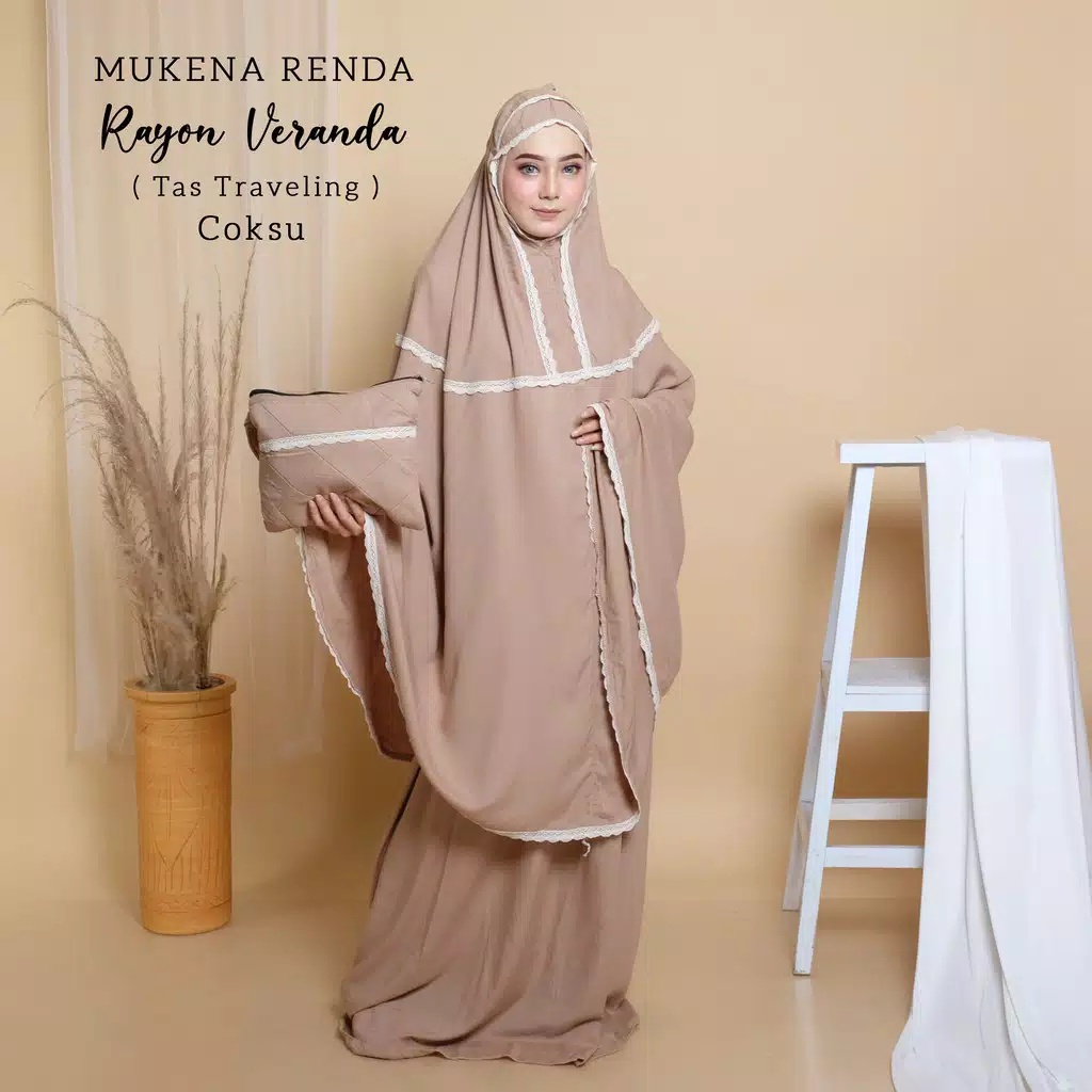 COD Mukena JUMBO veranda Renda TAS DOMPET Traveling MUKENAH FREE TAS POUCH TRAVELLING SITI KHADIJAH 