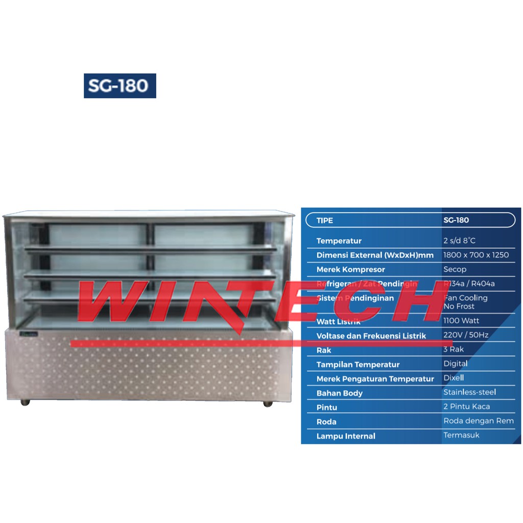 SG-180FA RECTANGULAR CAKE SHOWCASE / SHOWCASE KUE PERSEGI