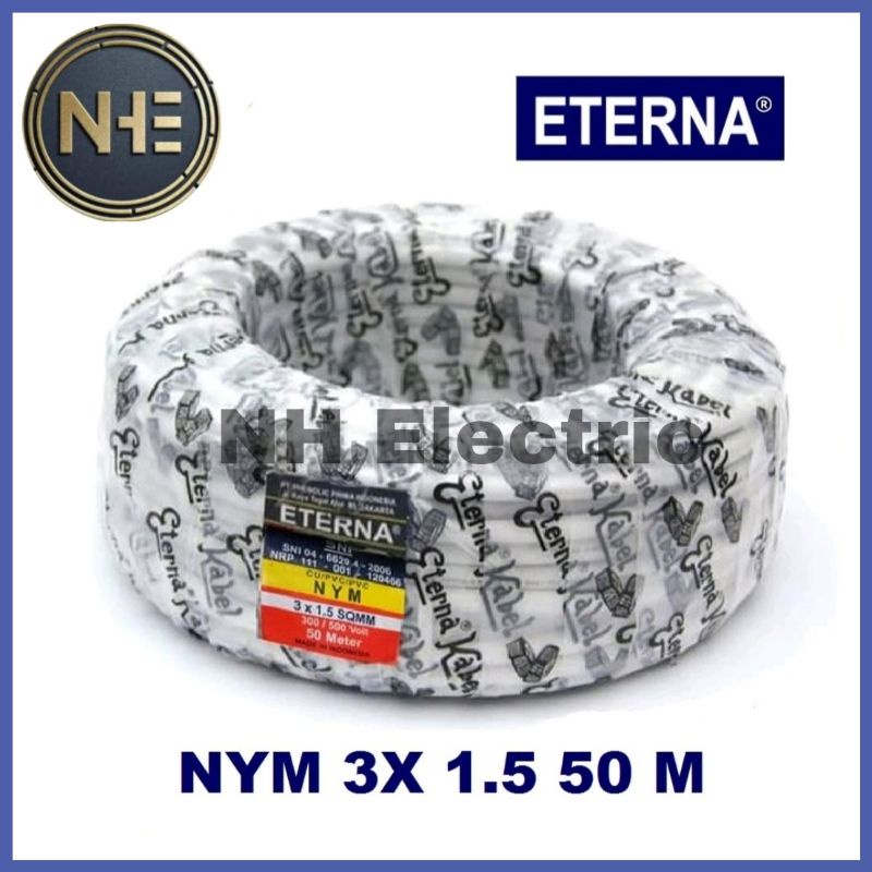 Kabel Eterna Nym 3x1,5mm 50m - Kabel Listrik Eterna Kawat 3x1,5mm 50 Meter