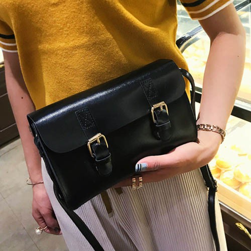 tas selempang wanita sling bag cewek retro double buckle flip (2g1) bta334