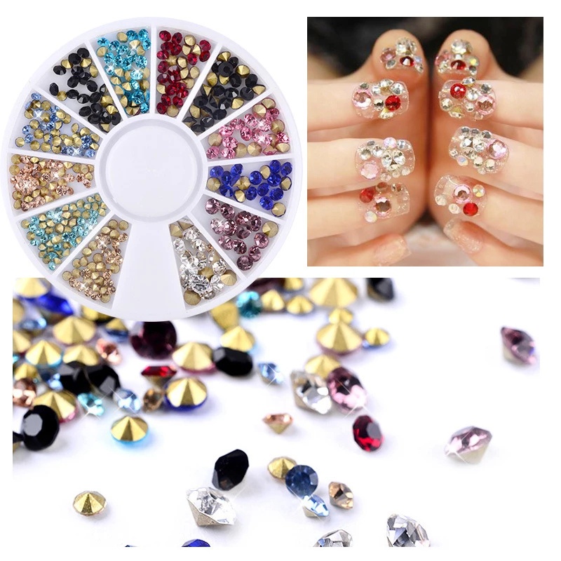 Tas Ransel Wanita Bahan Kanvas Warna Polos#Fondcutie#1 Kotak Berlian Imitasi Bentuk Hati Warna Campur Untuk Dekorasi Nail Art