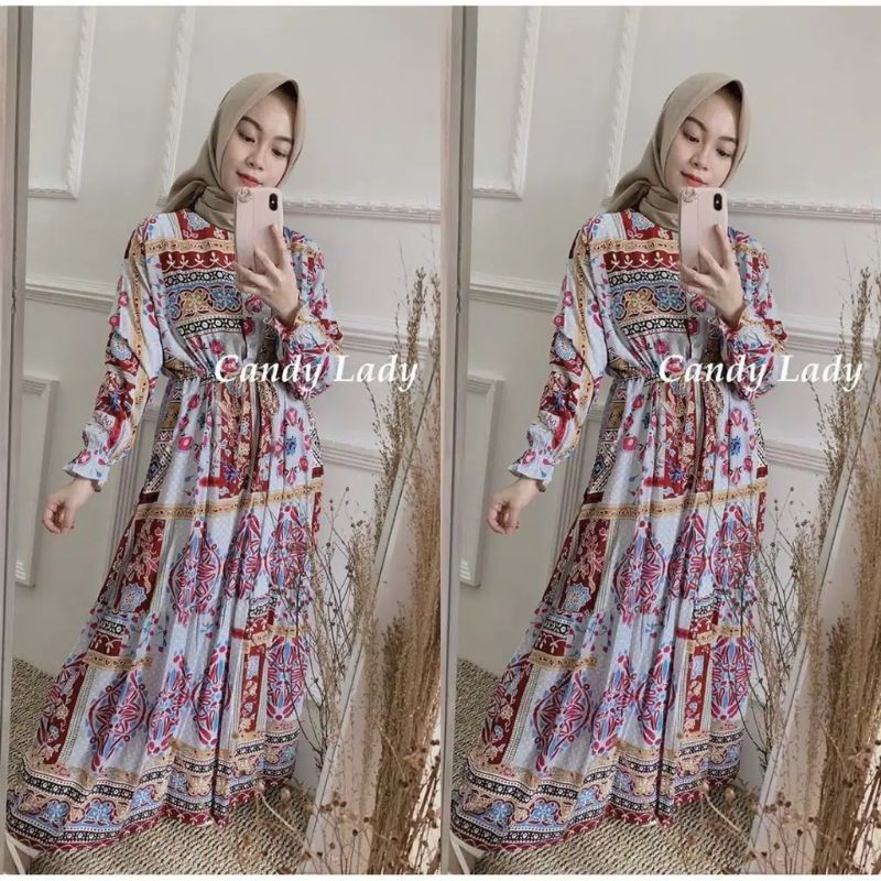 DELI ETNIK MAXI.GAMIS DRESS KEKINIAN.GAMIS DRESS BERCORAK. GAMIS KATUN RAYON. GAMIS MURAH MEDAN