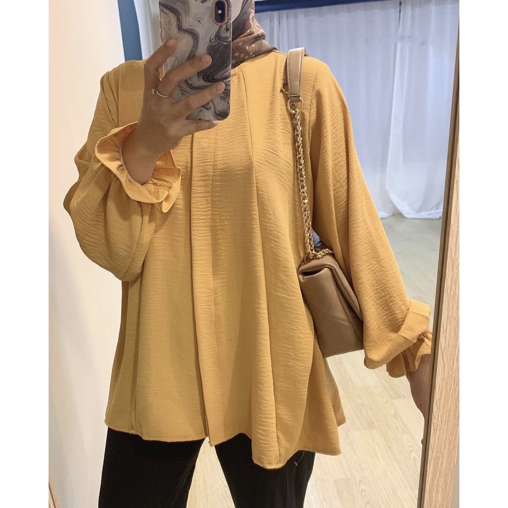 BEFAST - ZFS OOTD Wanita Blouse DESI / CANA CRINKLE CEY BLOUSE / Blouse Kasual / Atasan Blus Lengan Panjang / Blouse Polos Formal / Fashion wanita Hijab / Blouse Keluaran Terbaru 2022 / Blouse Kekiniaan Remaja Wanita / Termurah