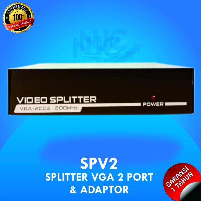 Vga Splitter 2 Port + Adaptor ( 1 Pc To 2 Monitor )