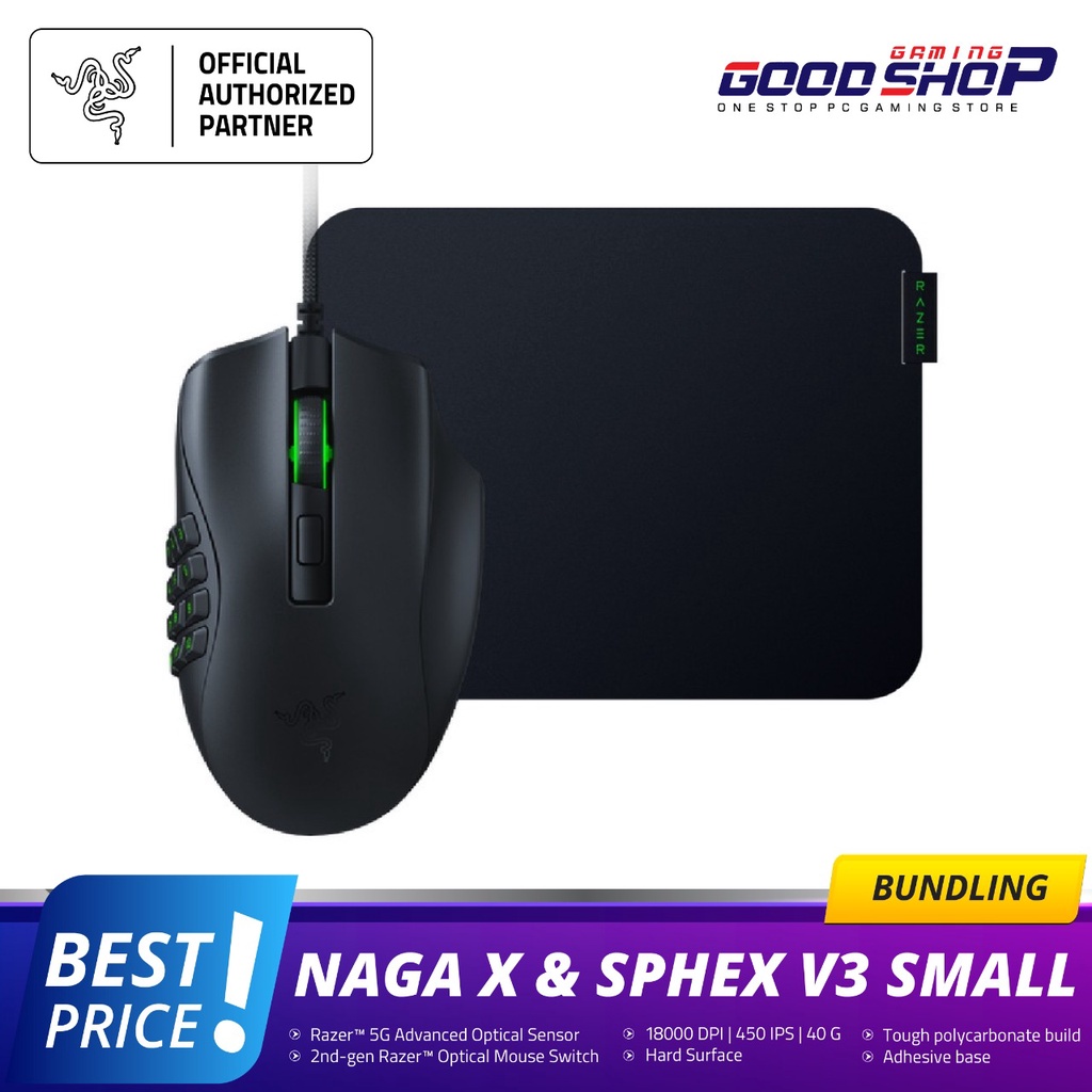 Razer Naga X &amp; Razer Sphex V3 Small – Gaming Mouse &amp; Mat Bundle