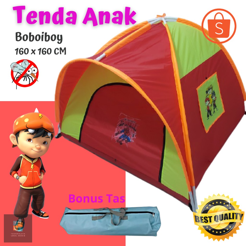 Tenda Anak Karakter Boboiboy Ukuran 160 x 160 cm - Tenda Anak Camping - Tenda Anak Murah Parasut