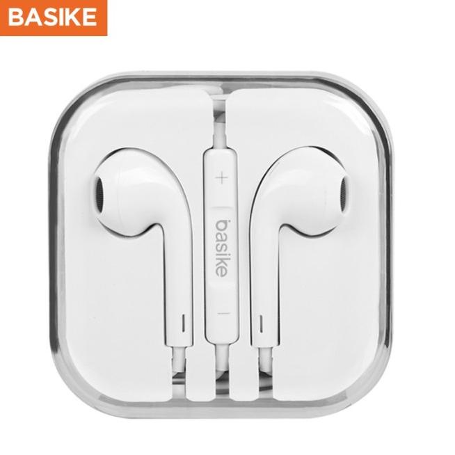 ✫☇ Headset Gaming BASIKE Earphone iPhone Bass 3.5mm Mikrofon Android - MT11--Silver ★★★ IFQ