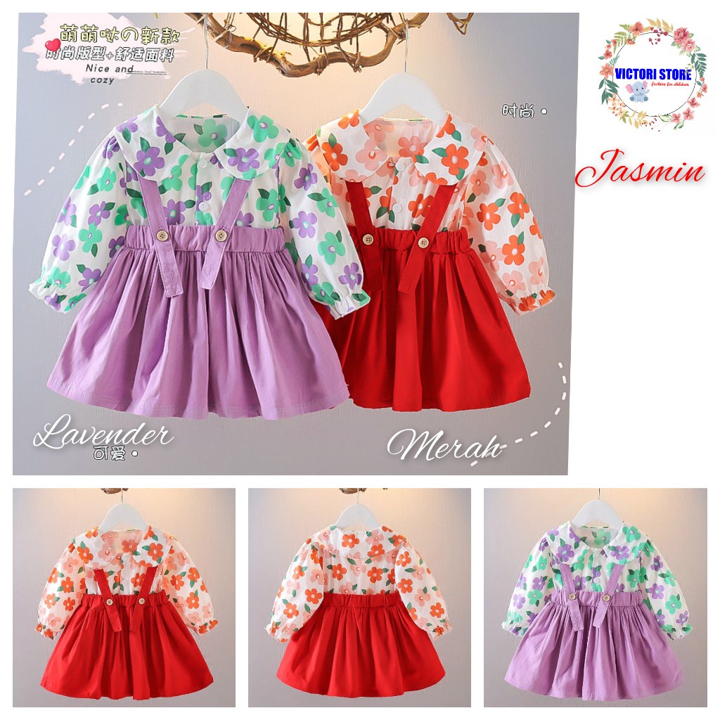 Dress Bayi Baju Fashion Baby Dress Korean Style Import Gaun Bayi motif Bunga Pakaian Bayi Perempuan