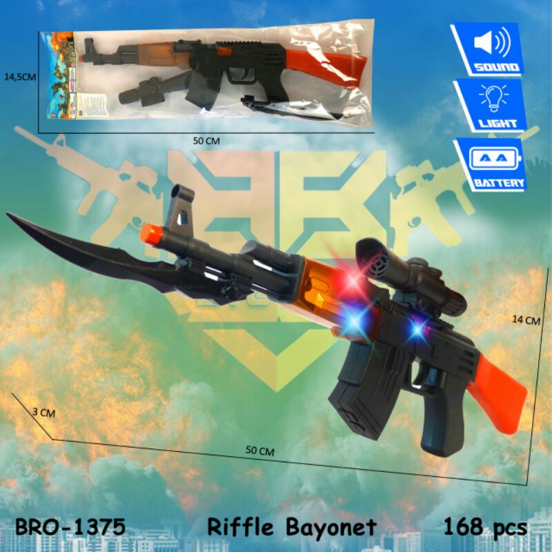 BRO1375 AK47 Mainan Anak Pistol Pistolan Tembak Tembakan Baterai Batre Bunyi Suara Musik Lampu BIGBA