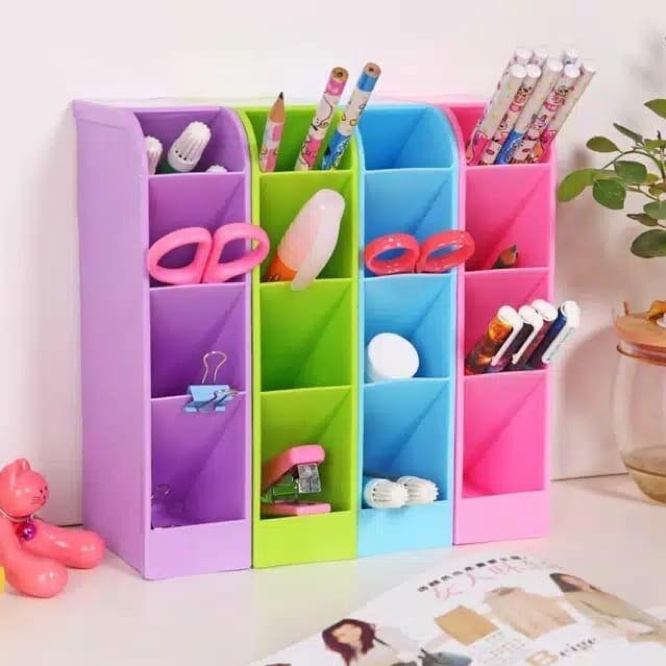 [HASHIRE] Rak Tempat Pena Kantor Color 4 tingkat / Stationery Space Office Storage Box