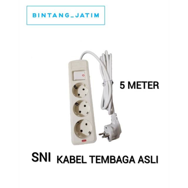 STOP KONTAK 3 LUBANG PANJANG 5M + KABEL / STOP KONTAK KABEL / colokan listrik