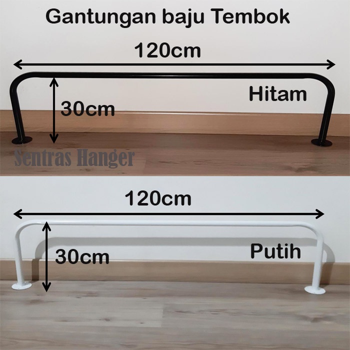 Gantungan Baju Dinding 120cm Bahan Besi