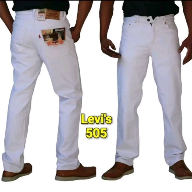 CELANA LEVIS 505 PANJANG WARNA PUTIH/WHITE PREMIUM