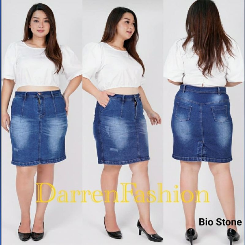 Rok Jeans Strech Sisca Premium . Rok Jeans Span . Rok Jeans Pendek Premium-Bio Stone
